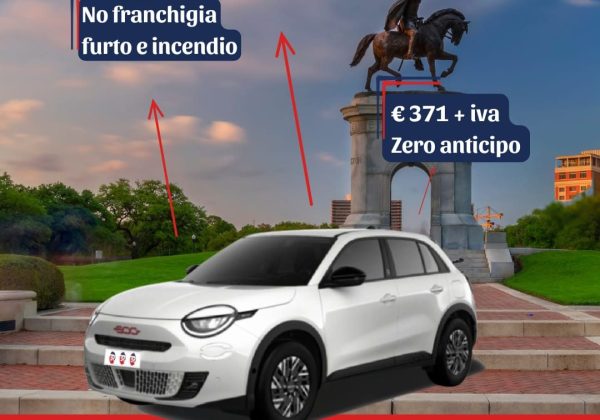 Vista laterale della Fiat 600 1.2 Hybrid – offerta noleggio a lungo termine privati