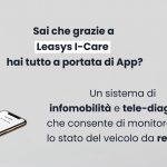 App per gestione flotta aziendale Leasys I-Care | Testo informativo su sfondo grigio