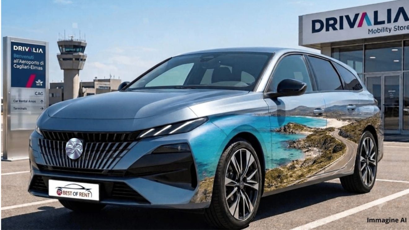 Esempio di auto in noleggio auto aeroporto Cagliari davanti al Mobility Store Drivalia