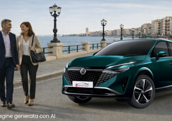 lungomare barese con una coppia di professionisti e un'auto al loro fianco parcheggiata.